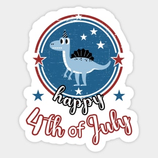 Happy 4th of July Cute Patriot Dinosaur Sticker